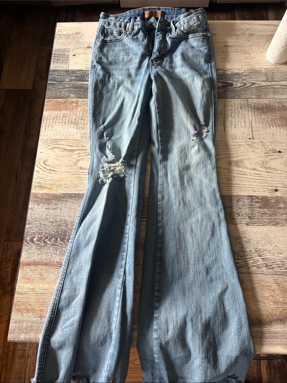 Judy Blue Light Blue Distressed Flare Jeans